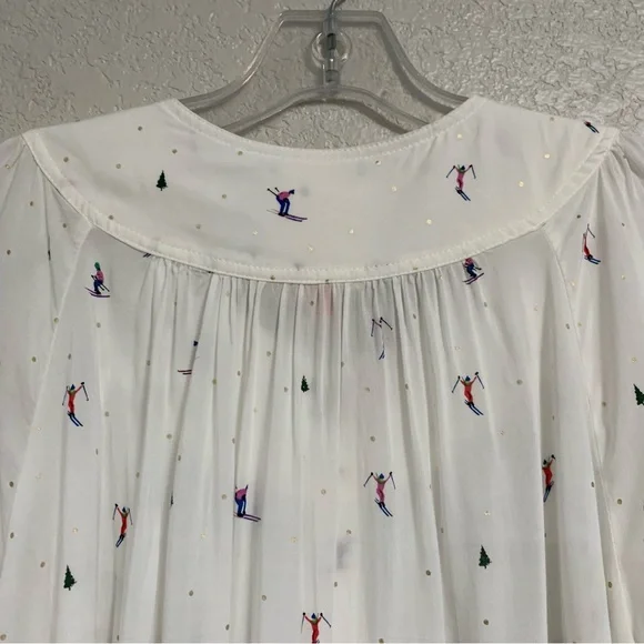 32 of 52 Conversations Anthropologie Blouse Top Womens 16 Skier Novelty Print - Picture 10 of 16